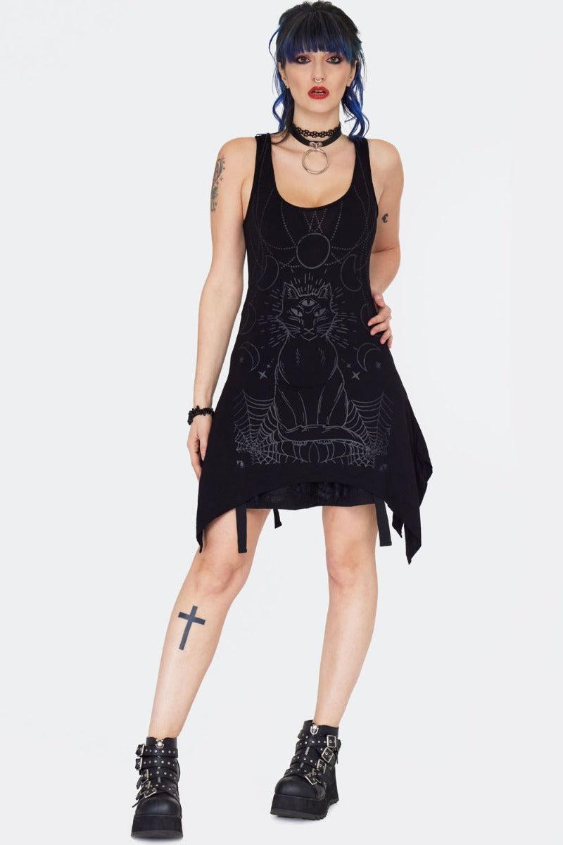 Mystic Cat Tie Back Tunic Top