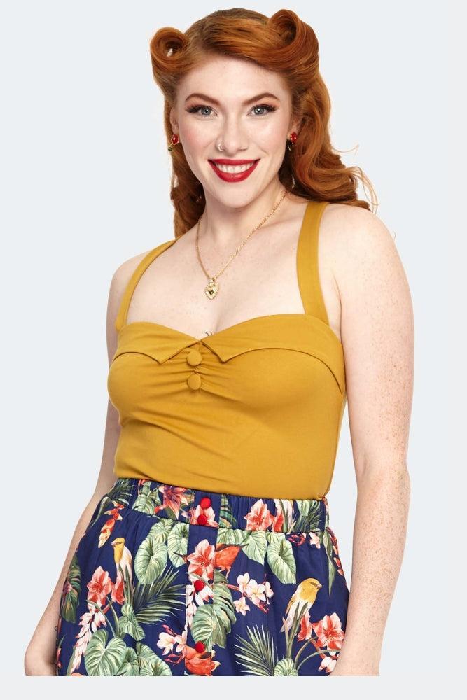 Cross Strap Knit Mustard Top