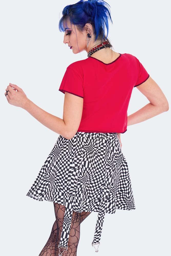 Ribs Printed Cropped T-shirt Red