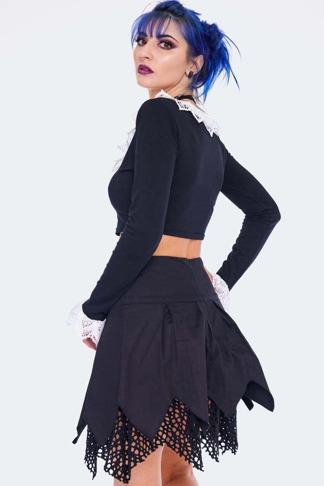 Long Sleeve Crop With Lace Trim