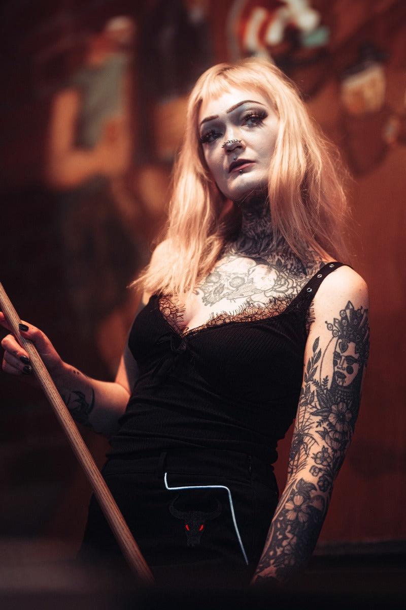 Lace Trims Black Top