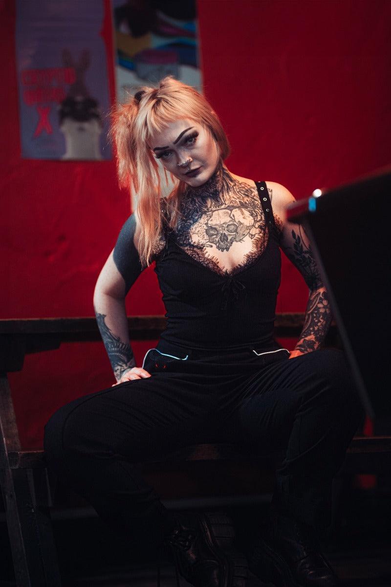 Lace Trims Black Top