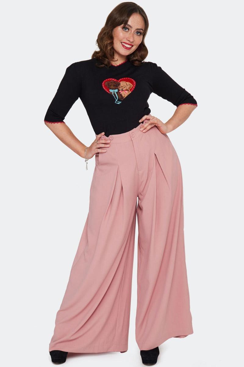 Wide Leg Suspenders Trousers