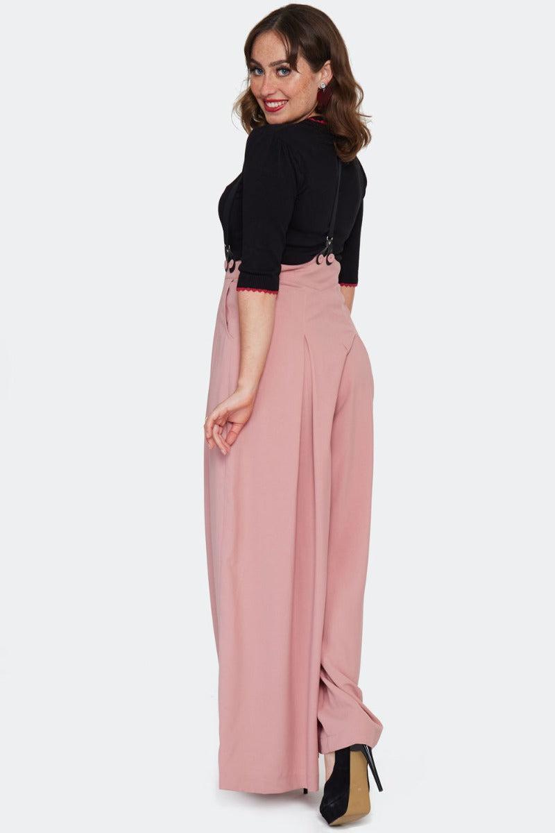 Wide Leg Suspenders Trousers