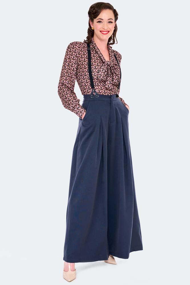 Wide Leg Suspenders Trousers