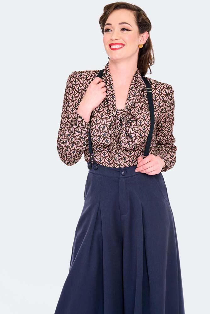 Wide Leg Suspenders Trousers