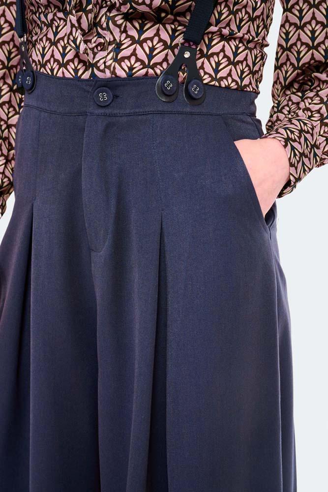 Wide Leg Suspenders Trousers