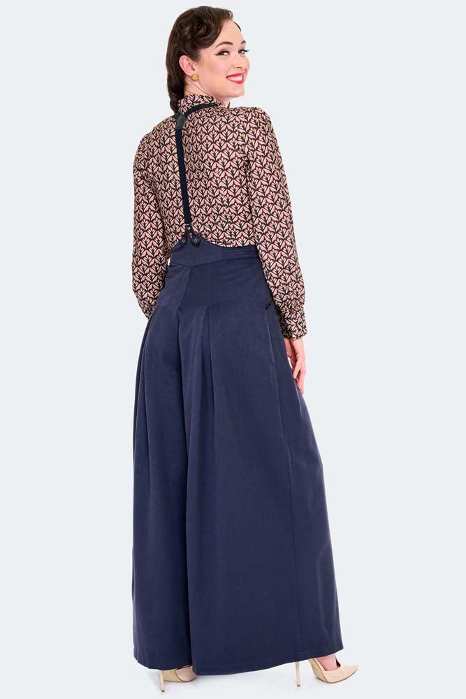 Wide Leg Suspenders Trousers