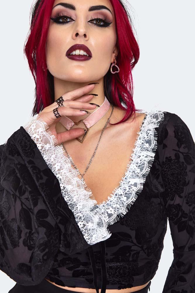 Velvet Devore Frilled Top