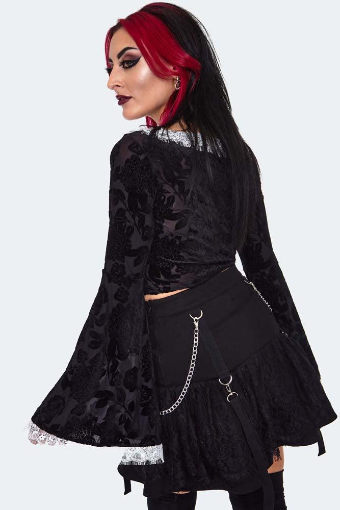 Velvet Devore Frilled Top