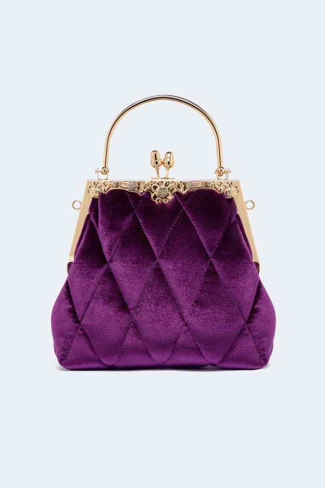 Vintage Velvet Frame Clasp Bag