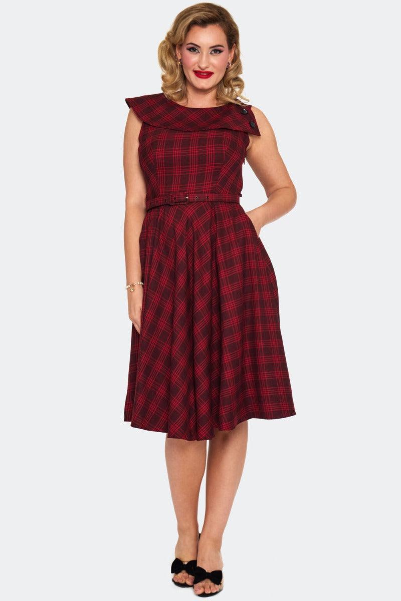Retro Checked Flare Dress