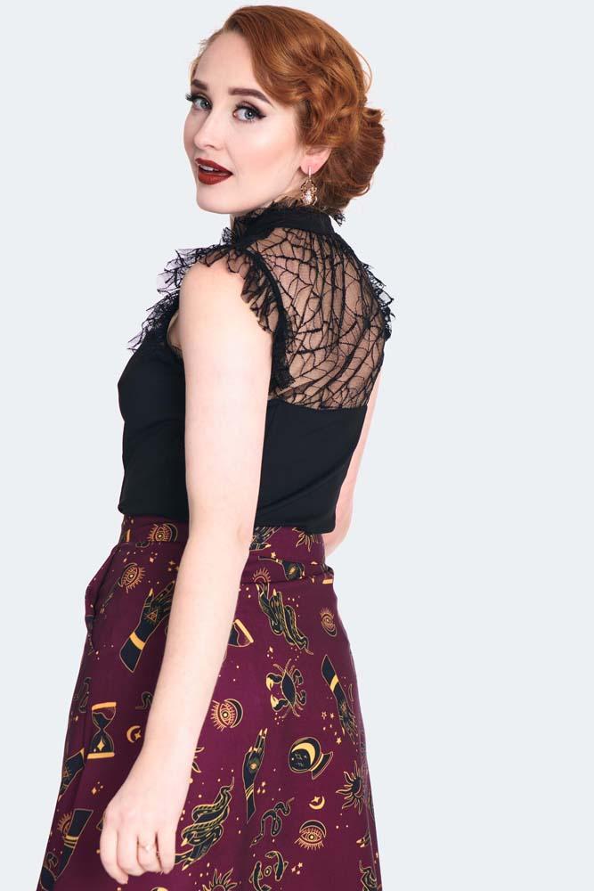 Spider Web Tie Collar Top