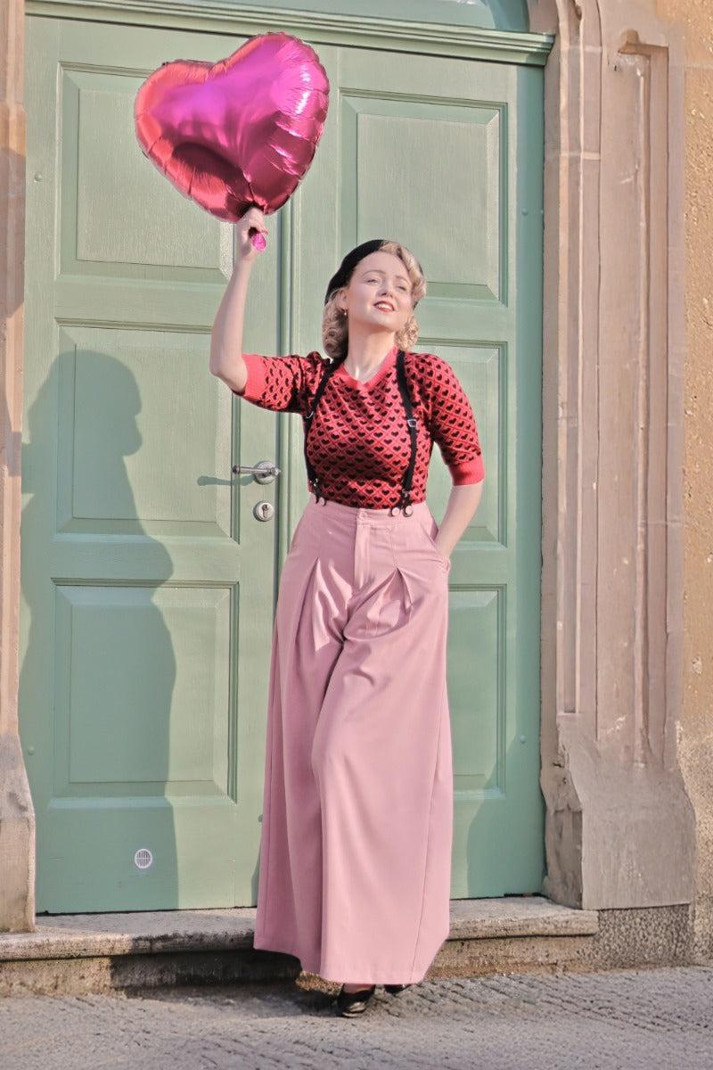 Wide Leg Suspenders Trousers