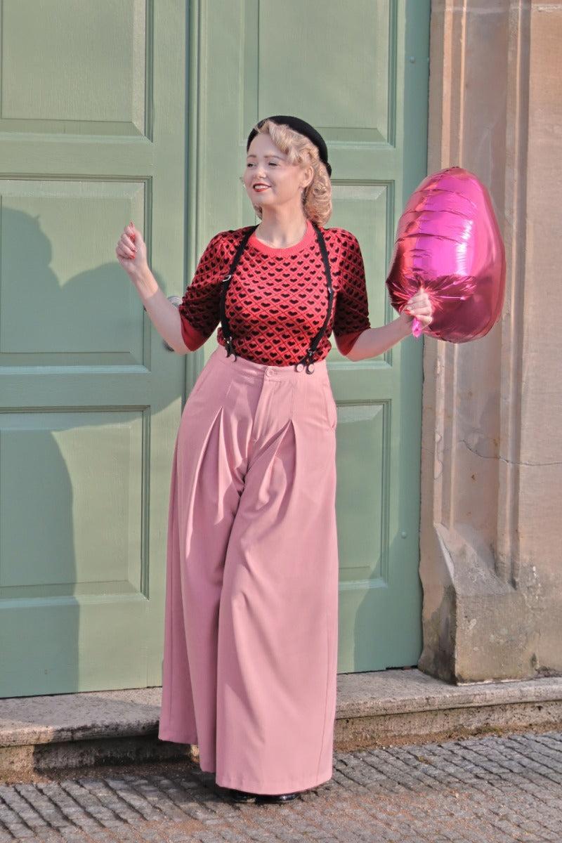 Wide Leg Suspenders Trousers