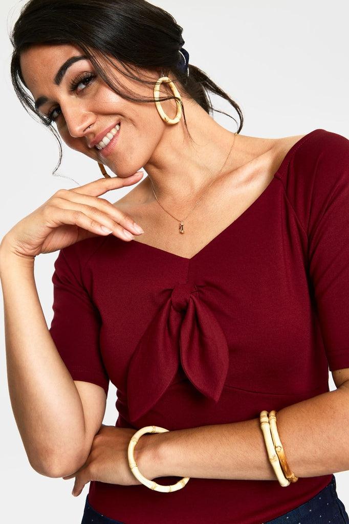 Anika Tie Front Pullover Top-Voodoo Vixen-Dark Fashion Clothing