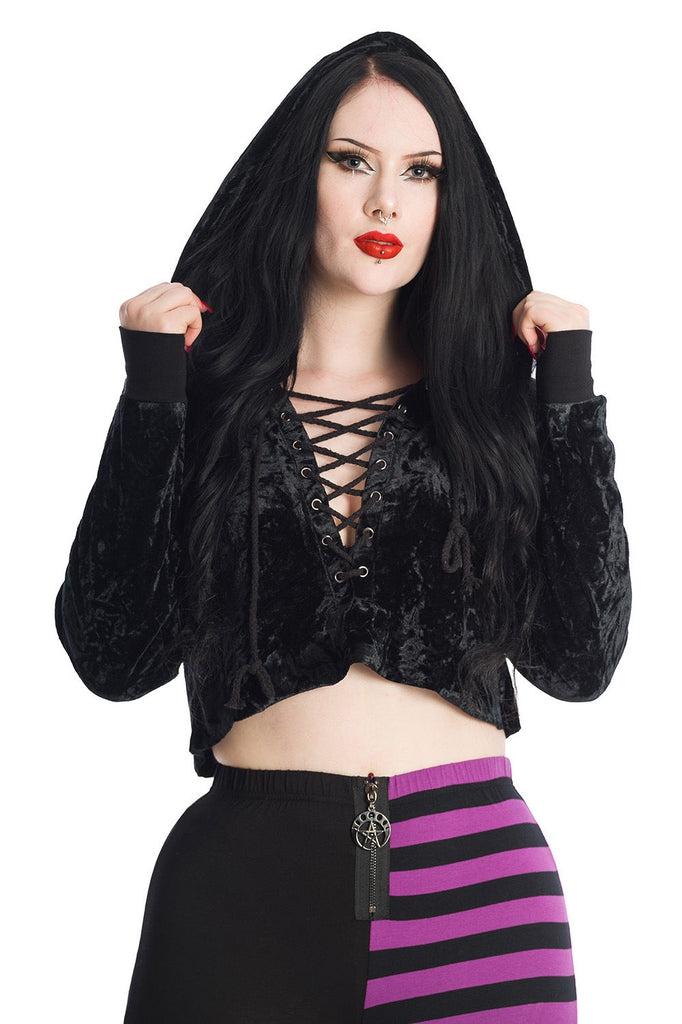 Big Crush Crop Hoodie-Banned-Dark Fashion Clothing
