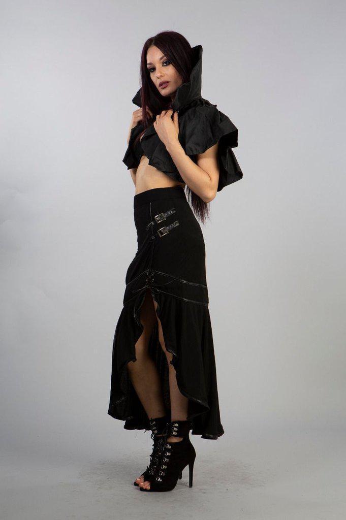 Blade High Collar Bolero In Black Taffeta-Burleska-Dark Fashion Clothing