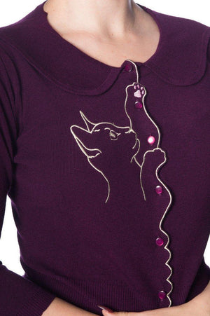 Cat Scallop Collar Cardi-Banned-Dark Fashion Clothing