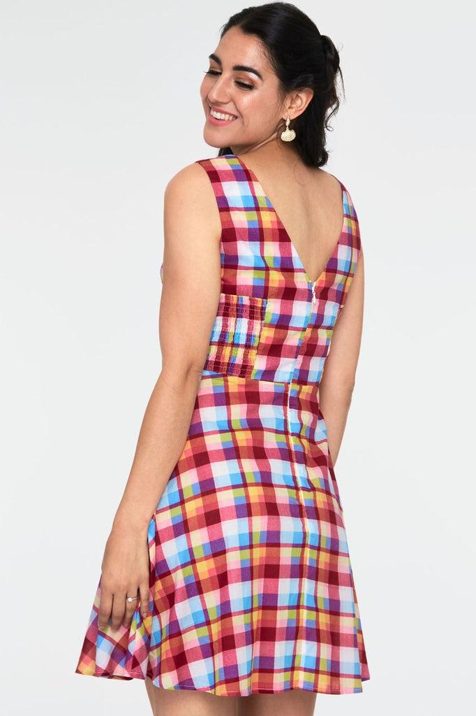 Chiquita Checked Skater Dress-Voodoo Vixen-Dark Fashion Clothing