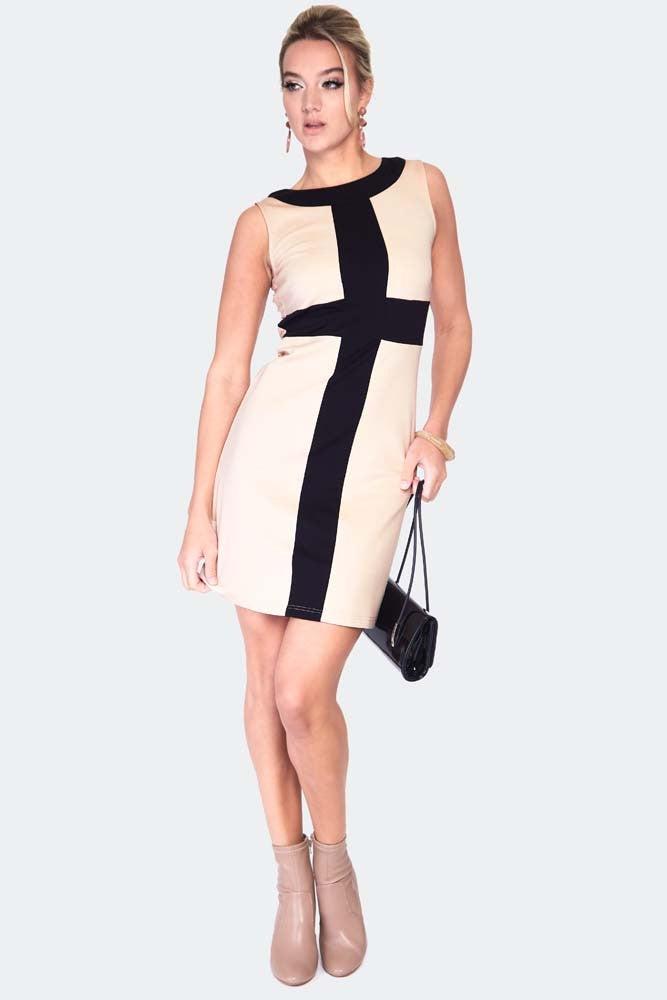 Constrast Stripe Shift Dress-Voodoo Vixen-Dark Fashion Clothing