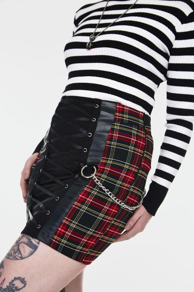 Disgraced Tartan Tube Skirt-Jawbreaker-Dark Fashion Clothing