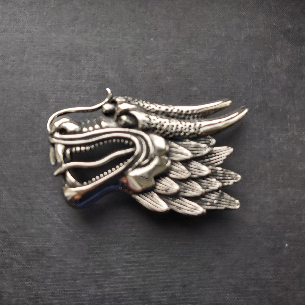 Dragon Belt Buckle - Steel - 0027-Badboy-Dark Fashion Clothing