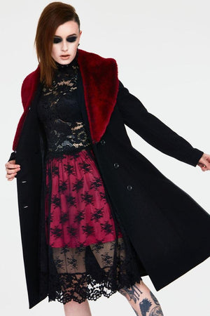 Enchantress Coat with Red Faux Fur-Jawbreaker-Dark Fashion Clothing