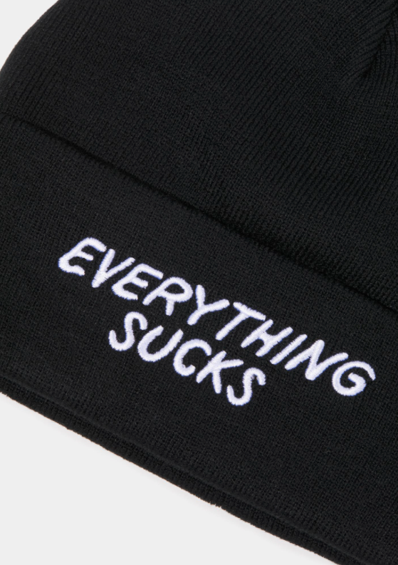 Everything Sucks Beanie - Unisex-Long Clothing-Dark Fashion Clothing