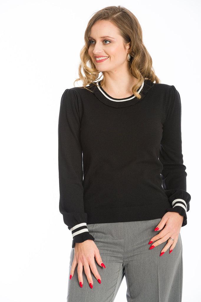 Frill Me Puff Sleeve Frill Jumper-Banned-Dark Fashion Clothing