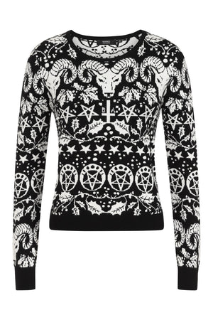 Goat Lord All Over Xmas Jumper-Banned-Dark Fashion Clothing