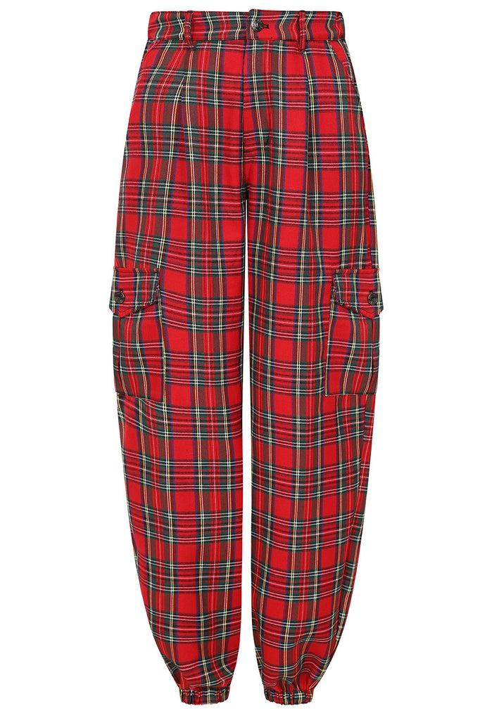 Gothic Tapered Tartan Trousers-Banned-Dark Fashion Clothing