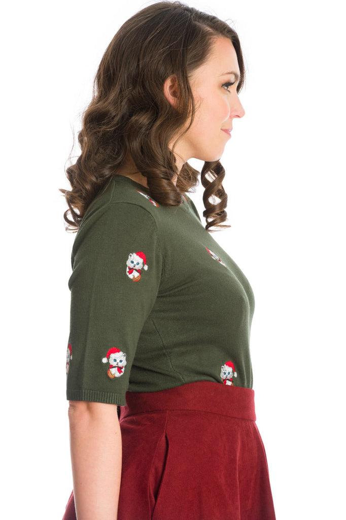 Holly Cat Jumper-Banned-Dark Fashion Clothing