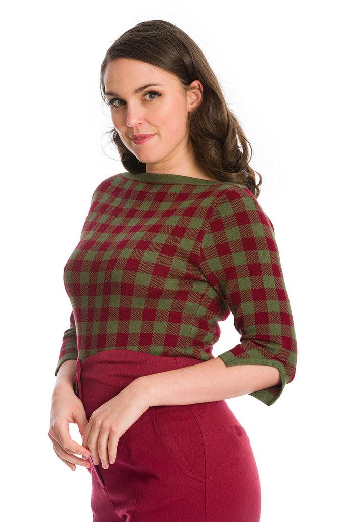 Houndstooth Knit Jumper-Banned-Dark Fashion Clothing