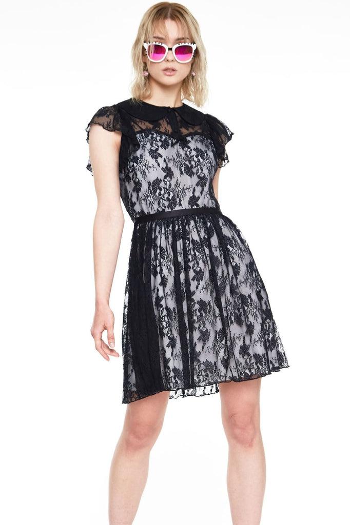 Lace Overlay Collar Dress-Jawbreaker-Dark Fashion Clothing
