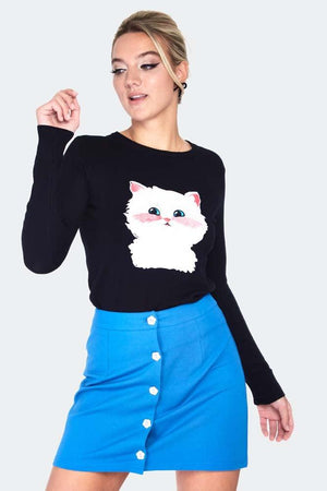 Long Sleeve Kitty Sweater-Voodoo Vixen-Dark Fashion Clothing
