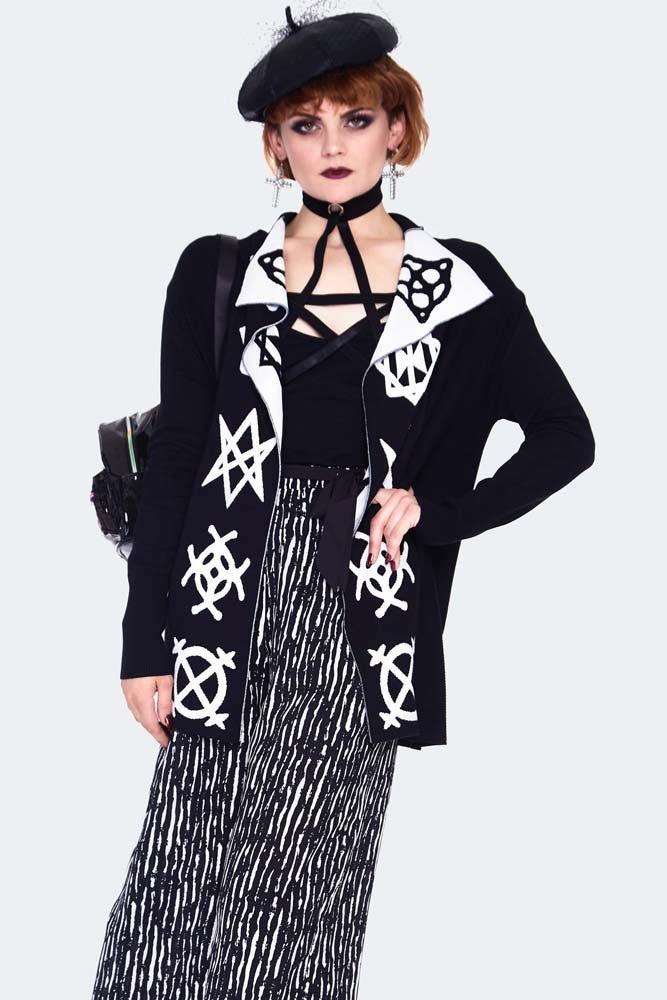 Magic Symbols Reverse Cardigan-Jawbreaker-Dark Fashion Clothing