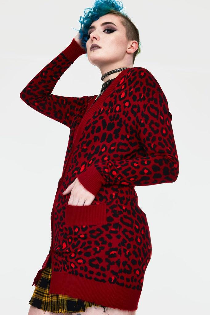 Maneater Leopard Print Oversized Cardigan-Jawbreaker-Dark Fashion Clothing