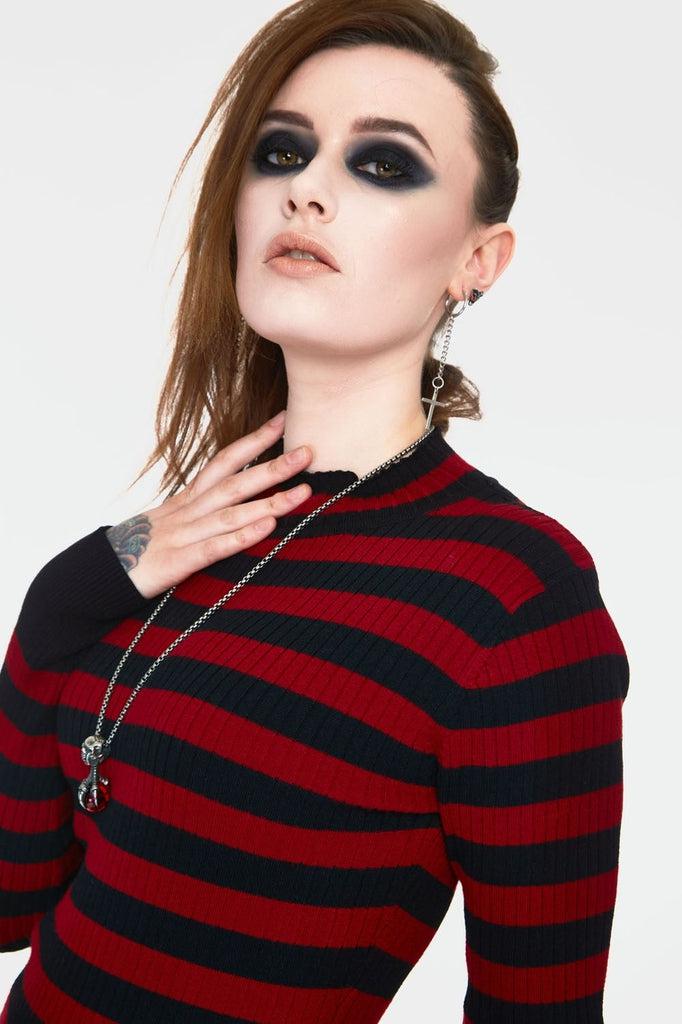 Menace Stripe Sweater-Jawbreaker-Dark Fashion Clothing