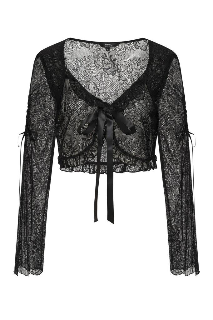 Morticia Lace Top-Banned-Dark Fashion Clothing