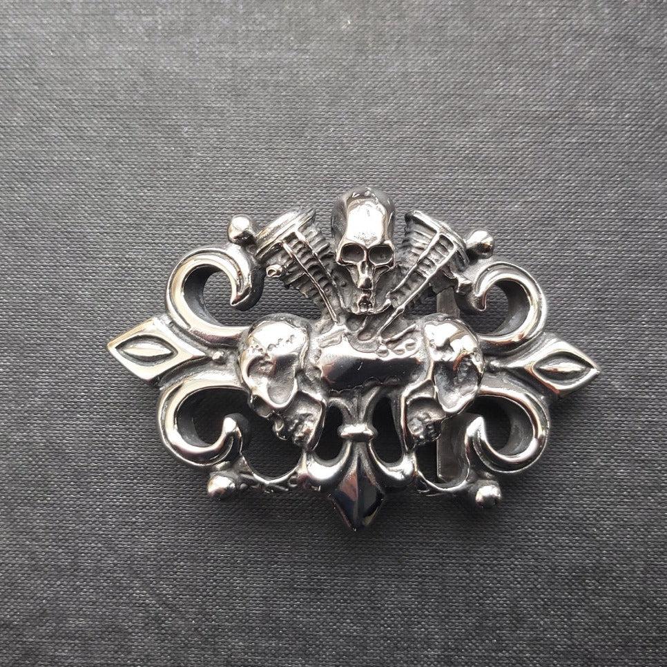 Motorcycle Engine Goth Belt Buckle - Steel-Badboy-Dark Fashion Clothing