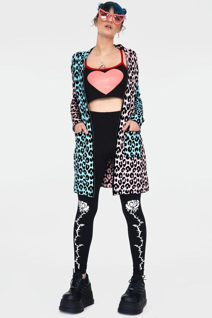 Multi Pastel Leopard Print Cardigan-Jawbreaker-Dark Fashion Clothing