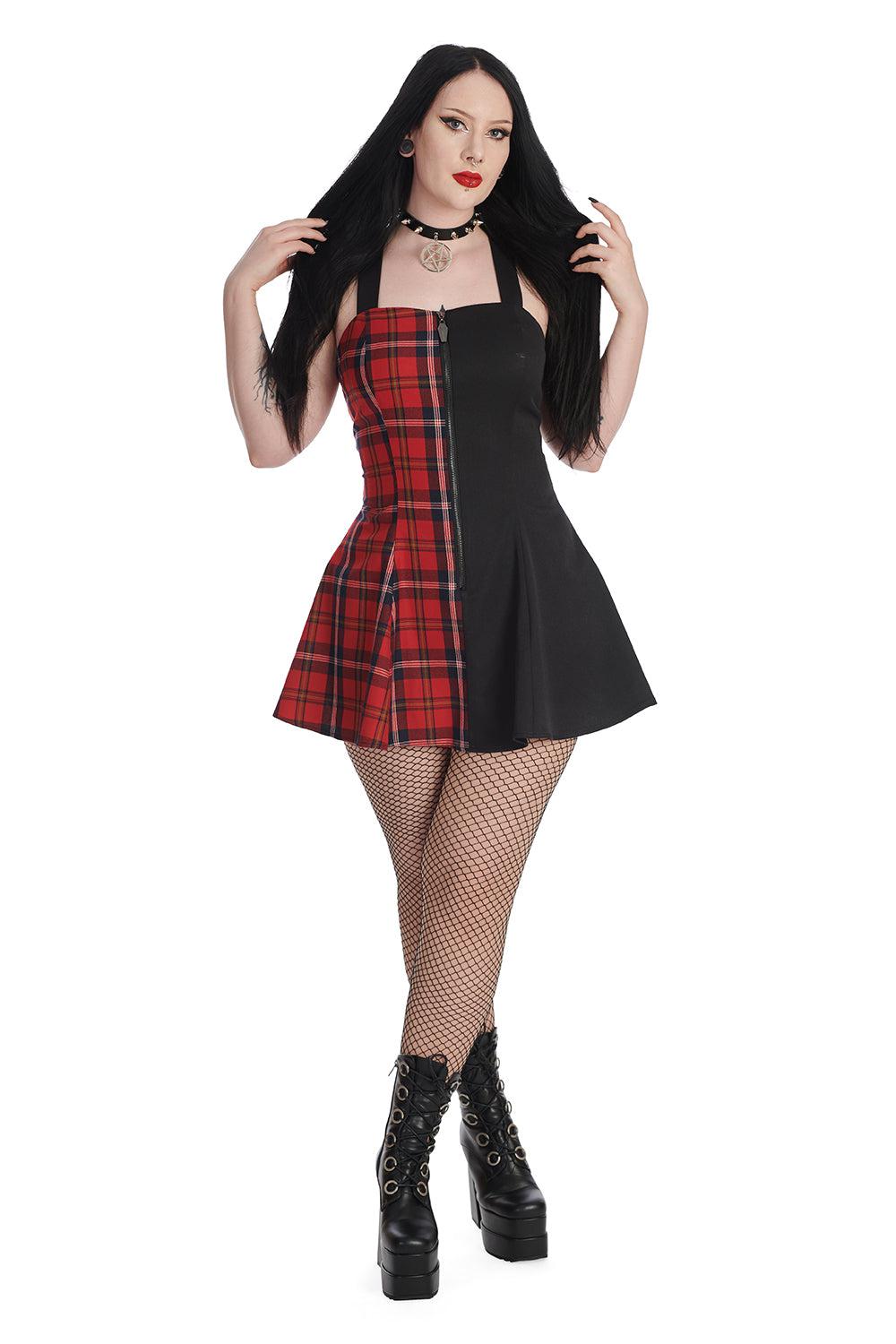 Ness Half And Half Dress-Banned-Dark Fashion Clothing