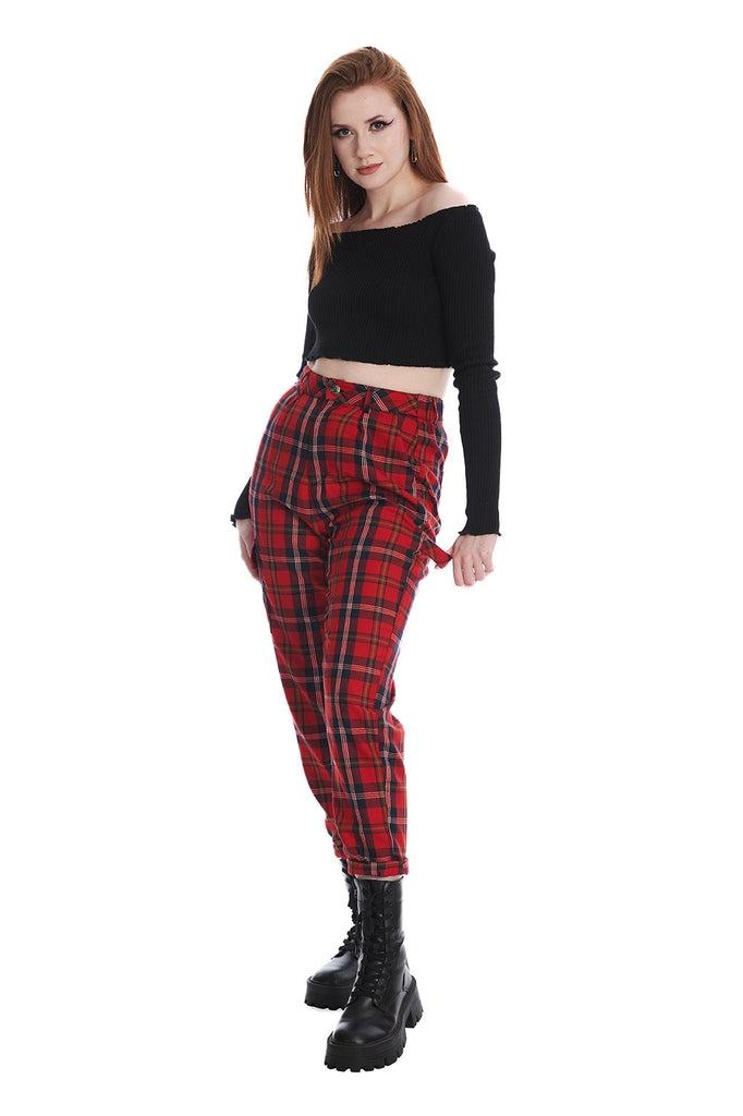Norval Tapered Tartan Trousers-Banned-Dark Fashion Clothing
