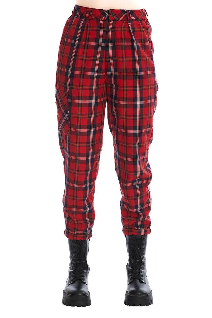 Norval Tapered Tartan Trousers-Banned-Dark Fashion Clothing
