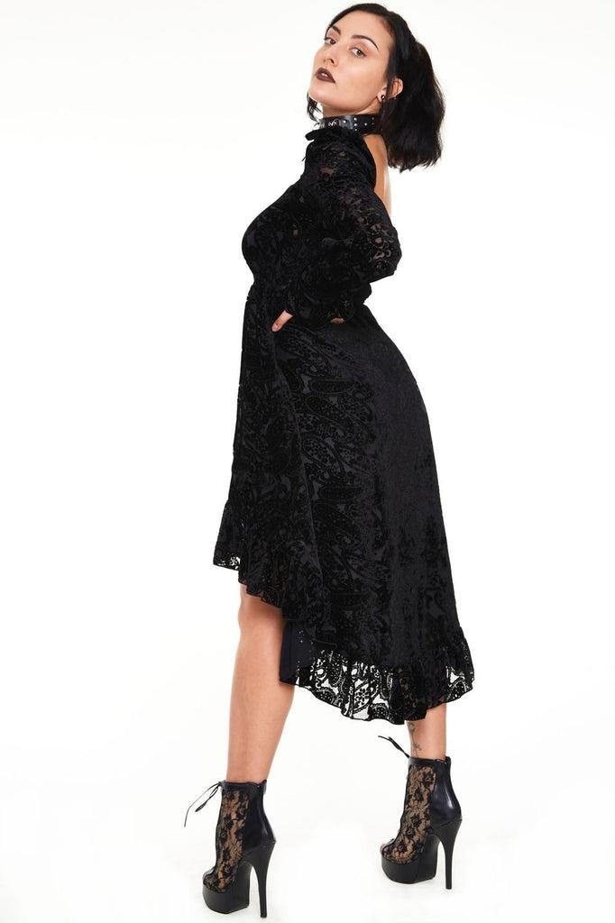 Paisley Burnout High Low Dress-Jawbreaker-Dark Fashion Clothing