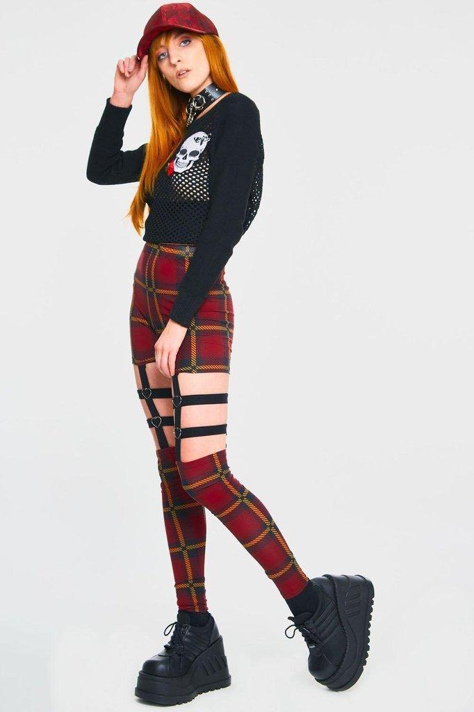 Passionate By Nature Plaid Harness Leggings-Jawbreaker-Dark Fashion Clothing