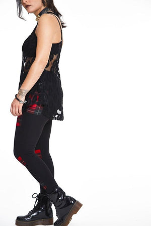 Patchy Tartan Leggings-Jawbreaker-Dark Fashion Clothing