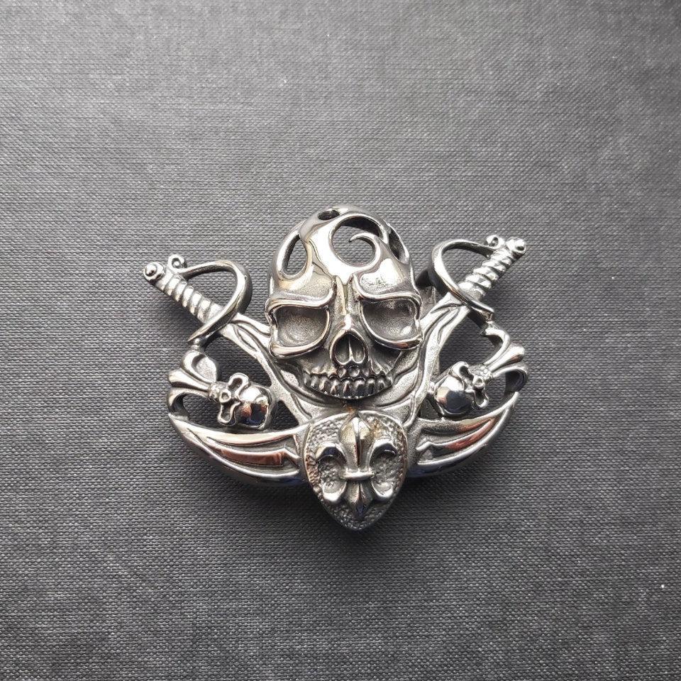 Pirate Skull Belt Buckle – Stainless Steel-Badboy-Dark Fashion Clothing