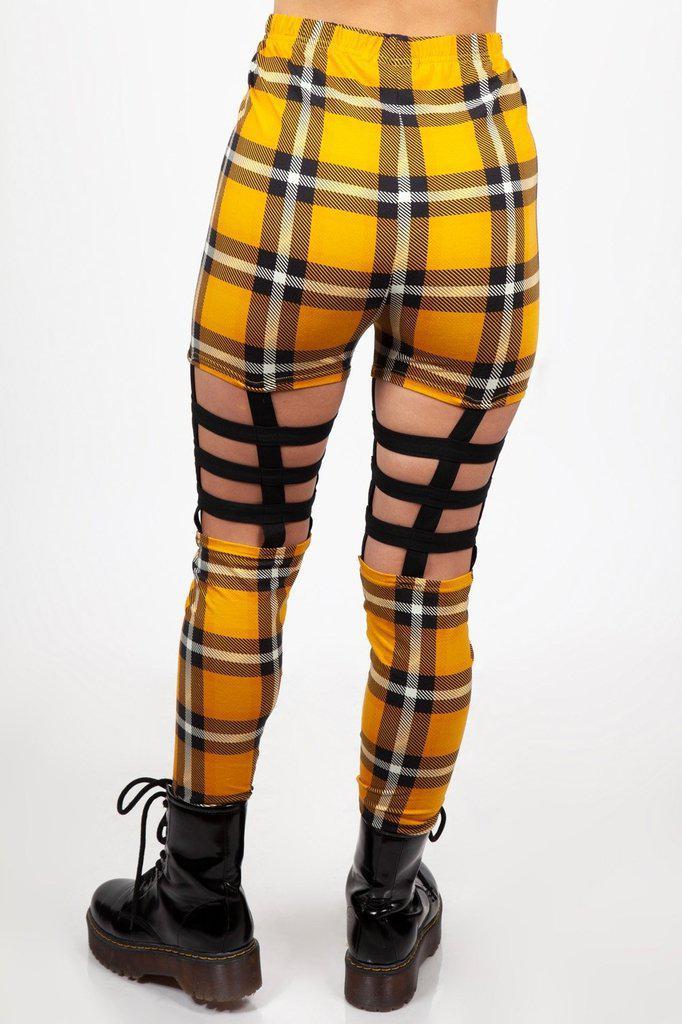 Plaid Cage Leggings-Jawbreaker-Dark Fashion Clothing